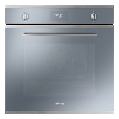 SMEG PIROLITIKUS HŐLÉGKEVERÉSES SÜTŐ,Selezione design, 10+4 funkció, LCD kijelző,ezüst stopsol üveg/csiszolt acél