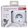 Emos HOSSZABBÍTÓ - KOCKA 1,9 M / 4 ALJZAT / USB / 1,5 MM2 P04219GU